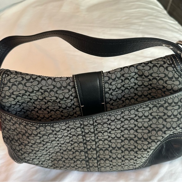 COACH Chic Black and Gray Shoulder Bag with silver buckle style - Picture 7 of 10